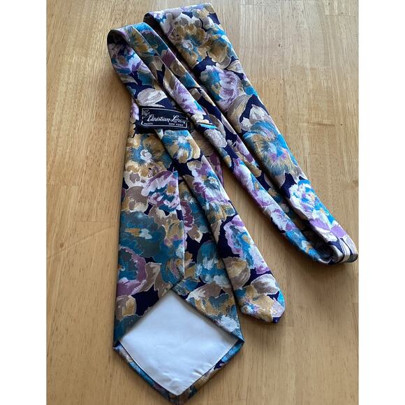 Christian Loren Mens Tie Black Floral 100% Silk Designer Floral Art Necktie - Picture 4 of 6